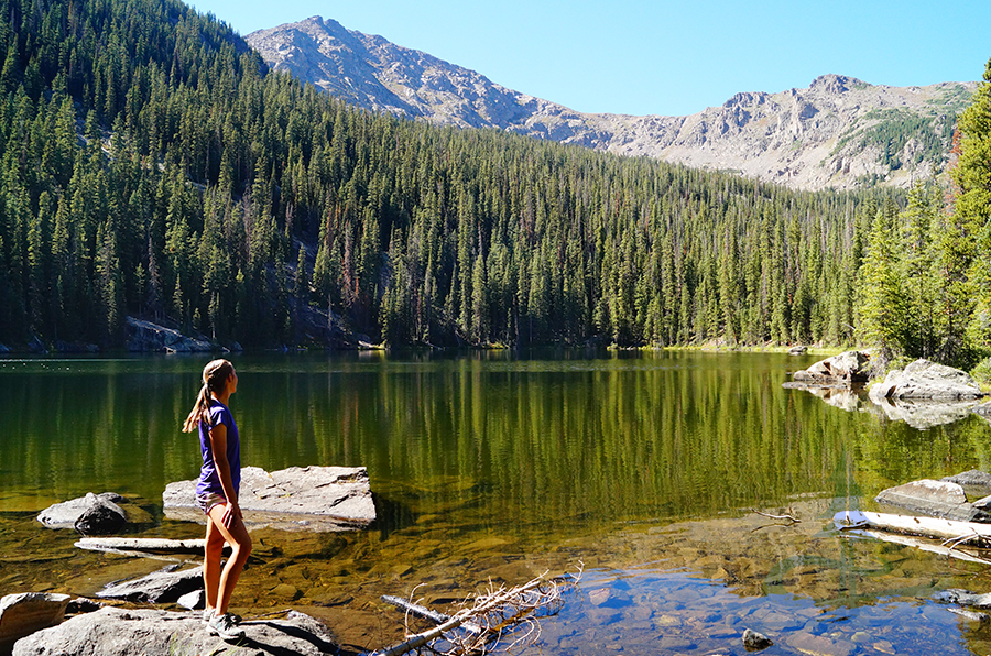 hiking to whitney lake from our camp spot