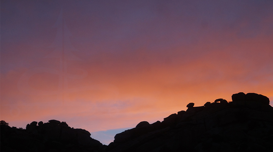 colorful sunset sky while camping at indian bread rocks