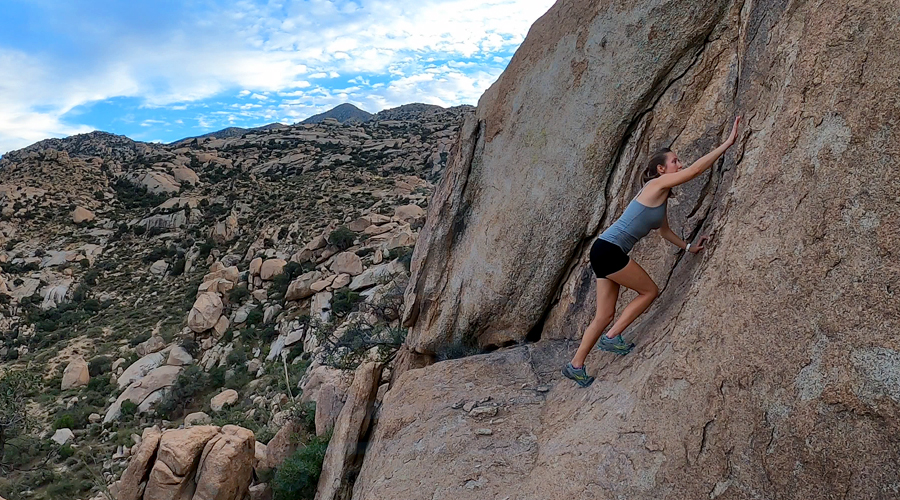 rock climbing while camping at indian bread rocks