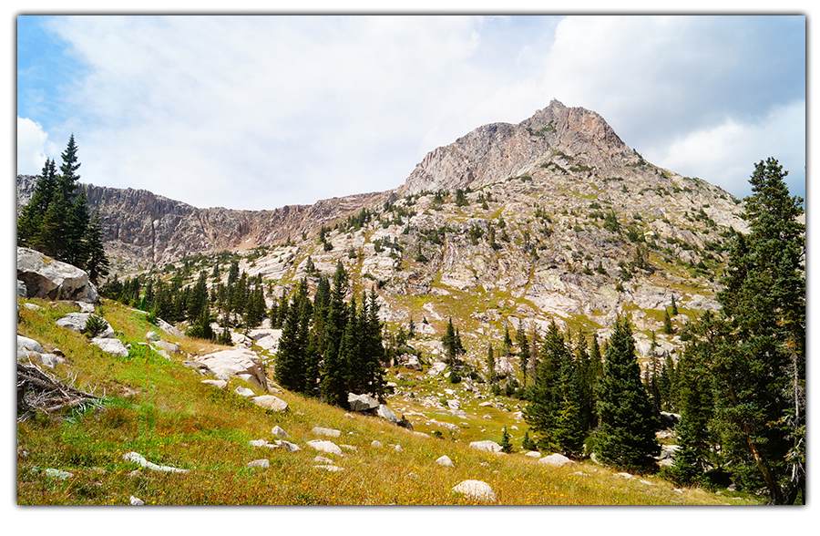 dramatic mountain scenery near the lake