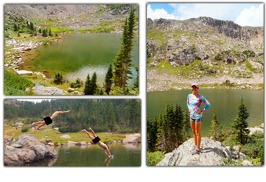 jumping into lonesome lake in the holy cross wilderness