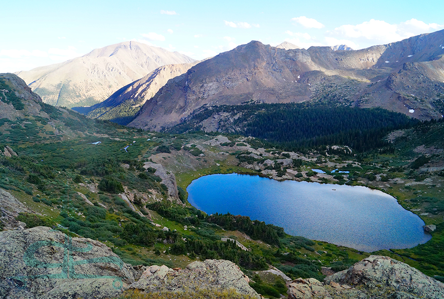 view of the first north halfmoon lakes from above