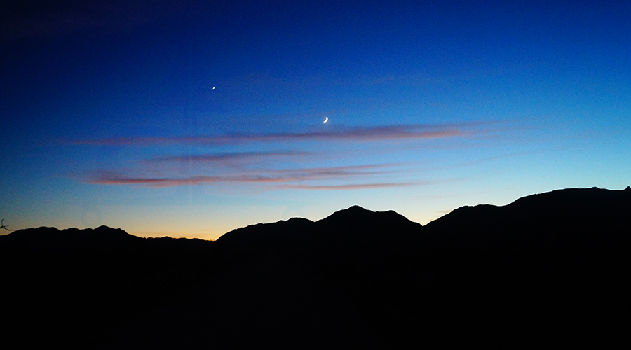 twilight view of mount graham while camping near safford