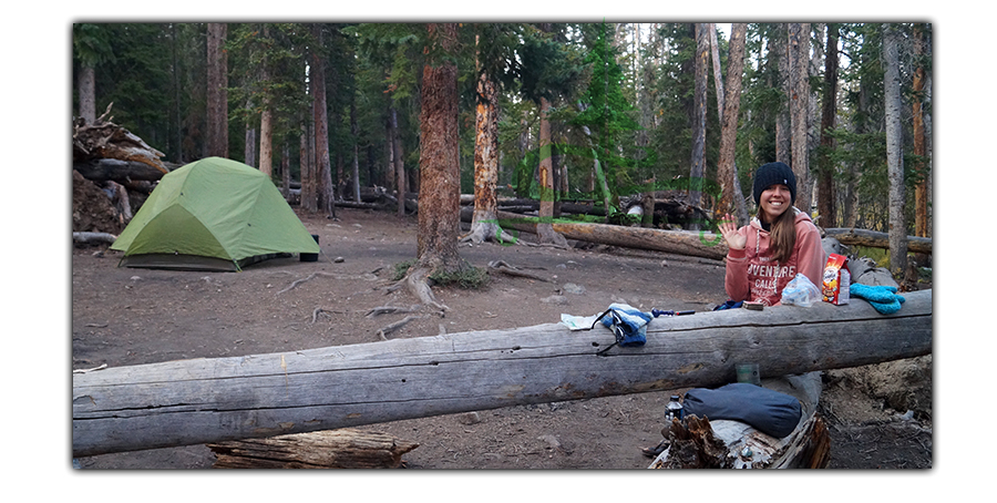 our camp spot while backpacking surprise lake trail