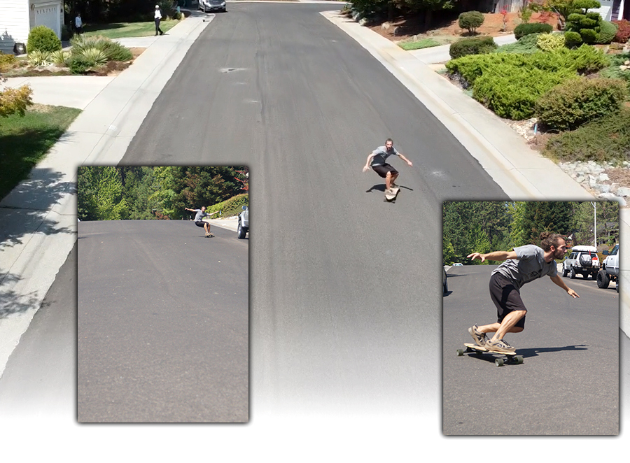 bombing a hill on a longboard