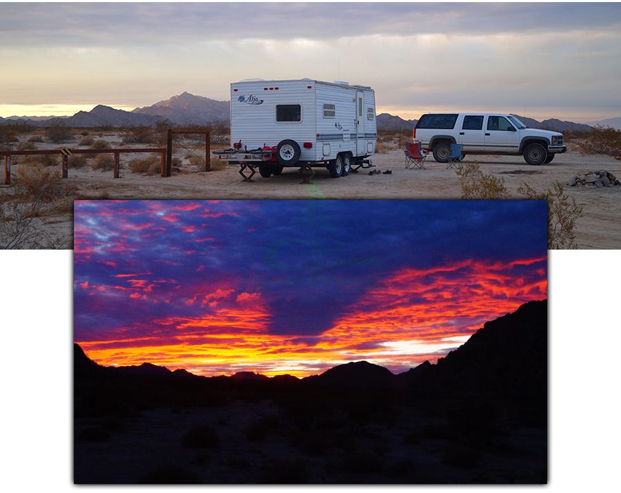 gorgeous sunsets from our spot camping in Sheephole Valley Wilderness