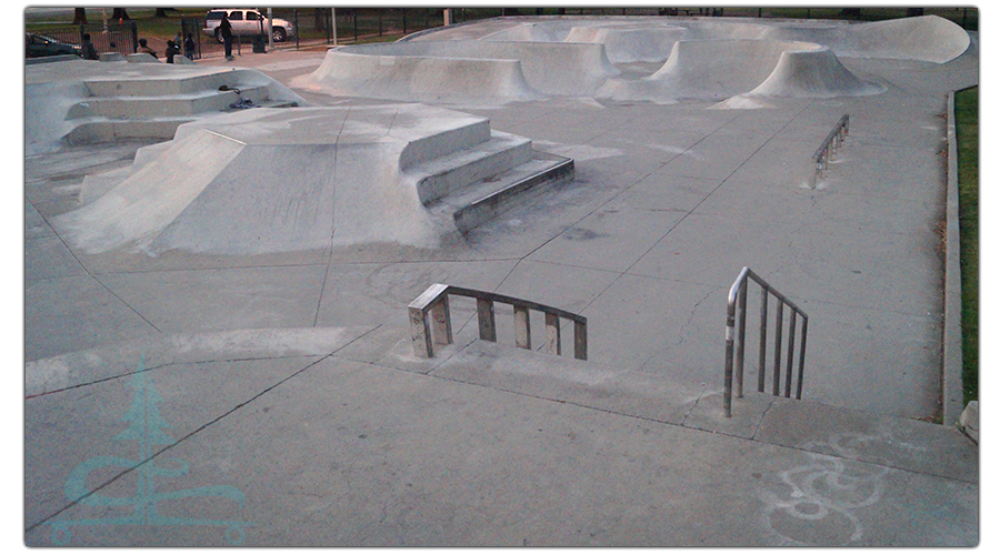 variety of obstacles at stockton skatepark