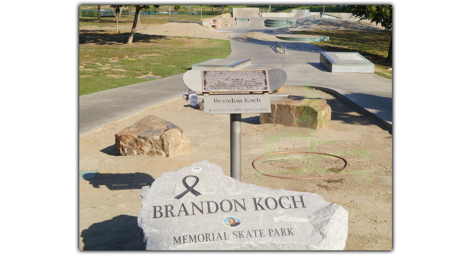 entrance to brandon koch memorial skatepark