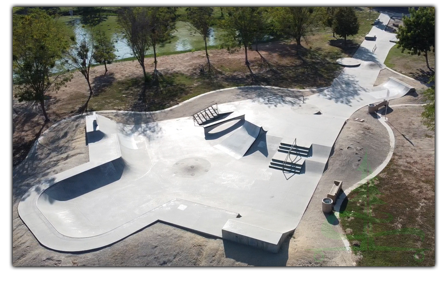 aerial view of the turlock skatepark