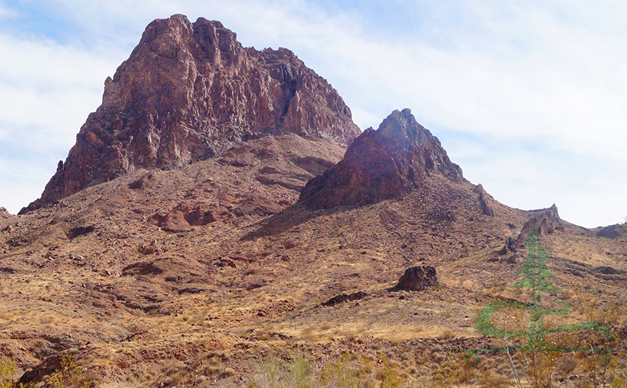 umpah and mopah peaks in turtle mountain wilderness