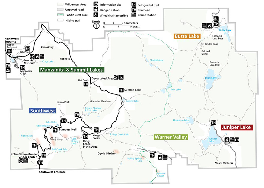 map of lassen volcanic national park