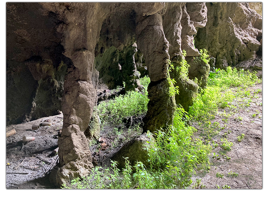 pillar formations at entrance to a cave