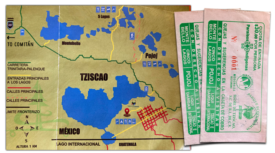 map and ticket to lagunas de montebello national park