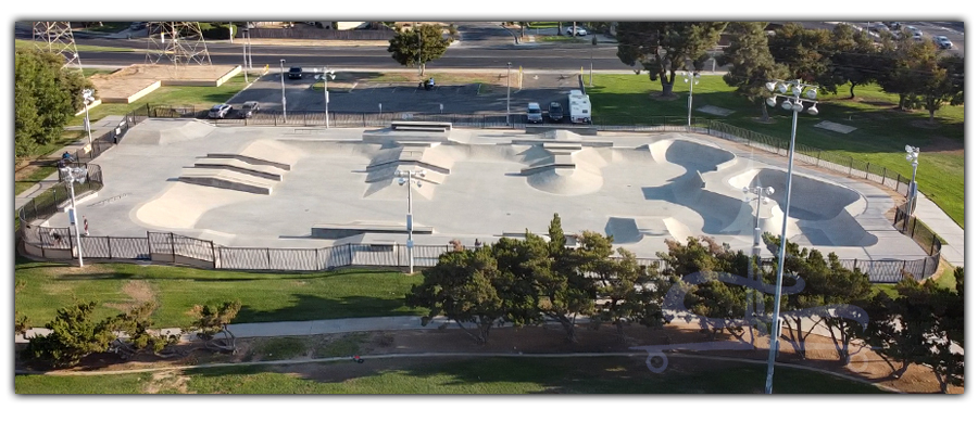aerial view of the lions skatepark layout