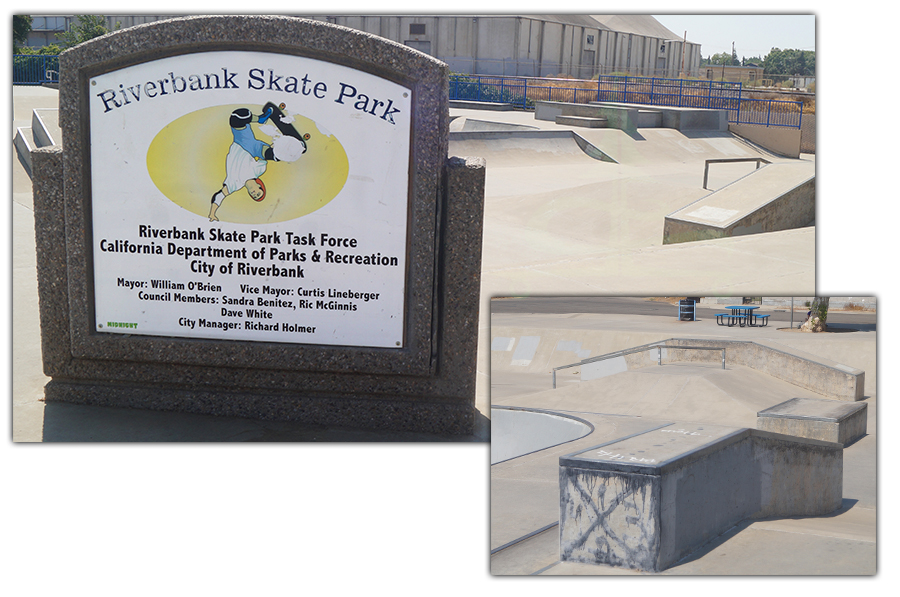 riverbank skatepark sign