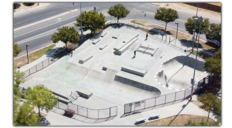 aerial view of the todd beamer skatepark layout