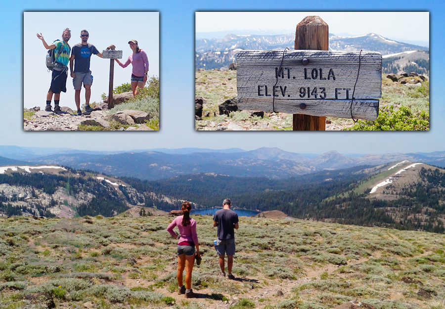 reaching the summit on mt lola trail to 9,143 feet elevation