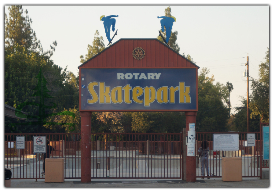 Rotary Skatepark Fresno entrance sign