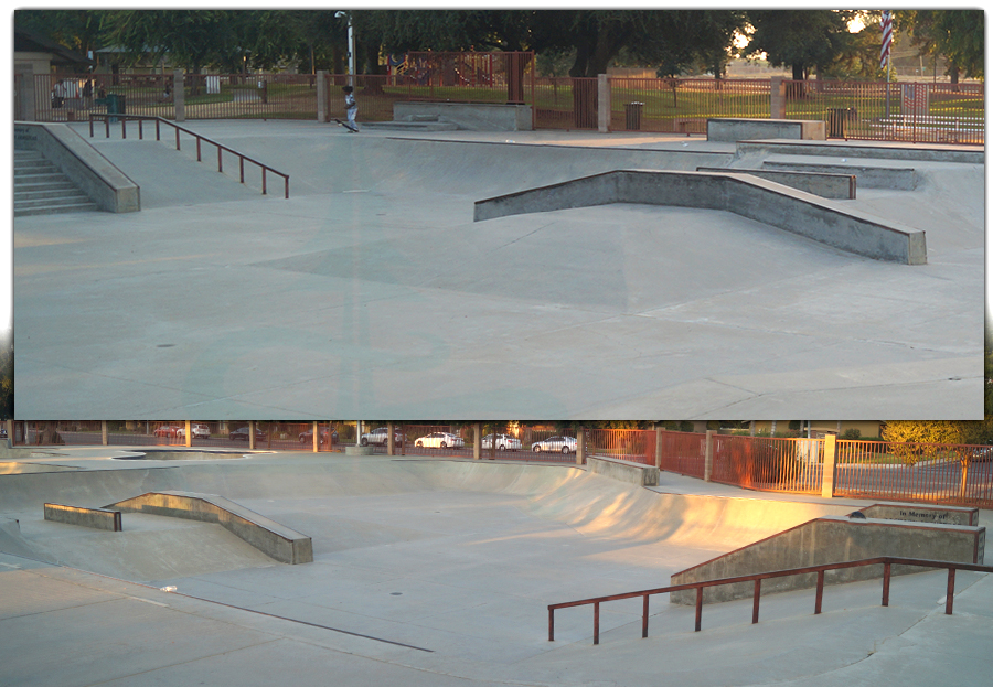 variety of features and obstacles at rotary skatepark in fresno