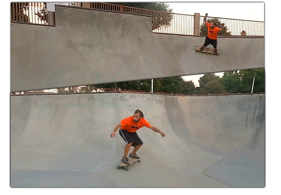 cement surfing the large bowl at rotary skatepark