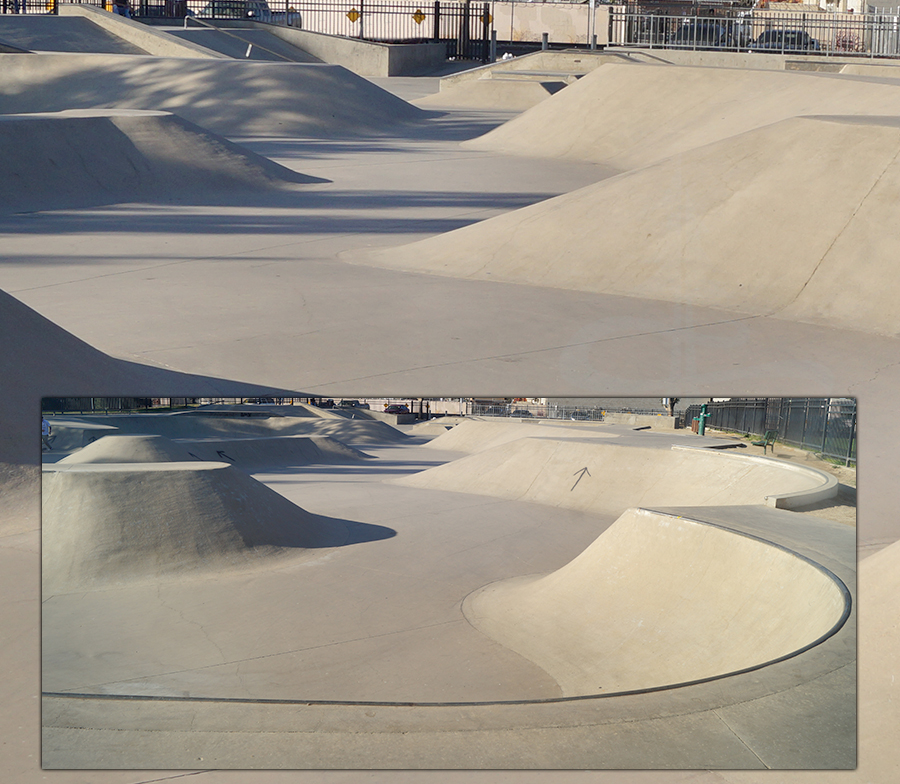 fun banked turns for longboarding in a skatepark