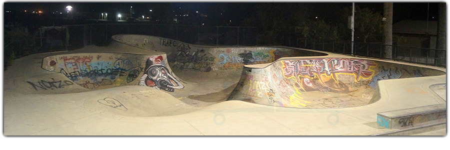 unique graffiti covered bowl at tulare skatepark in california