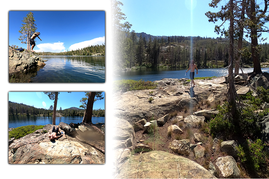 swimming at big bear lake in the sierra buttes