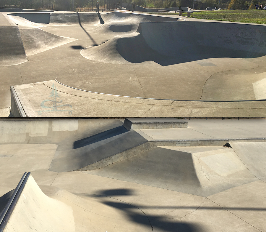 variety of features in the granite skatepark in california