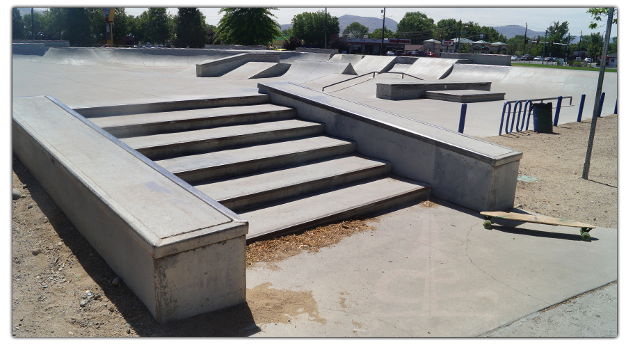 ramps, stairs and ledges at burgess skatepark in sparks