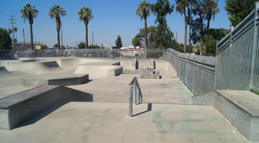 variety of obstacles at delano skatepark in cecil park