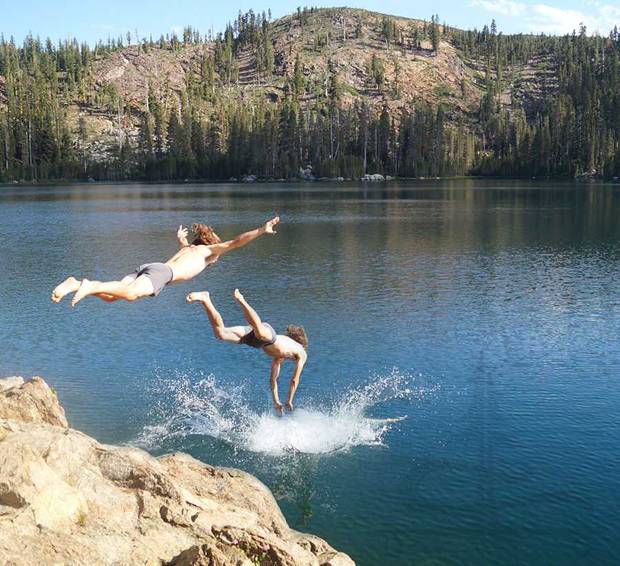 swimming in island lake on grouse ridge trail