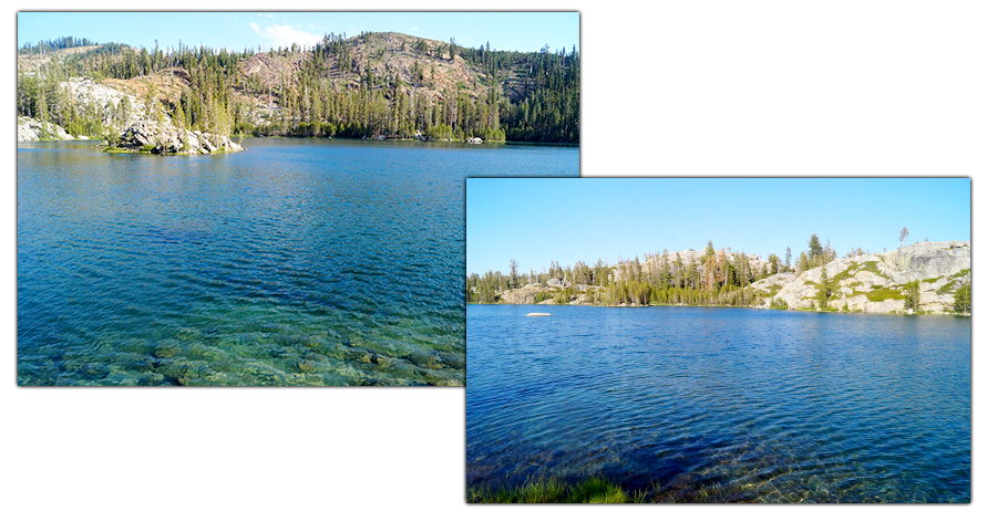 beautiful blue water at island lake in tahoe national forest