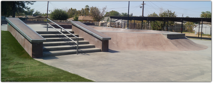 stairs, rails, and ledges at the skatepark in bakersfield