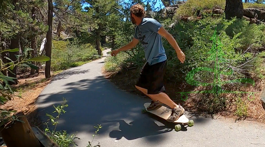 carving through the forest on a longboard
