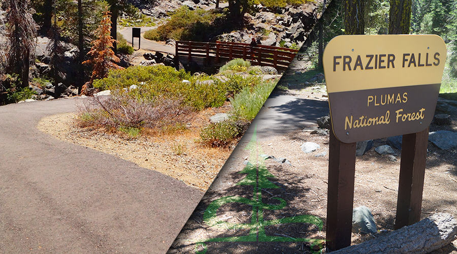 frazier falls sign in plumas national forest