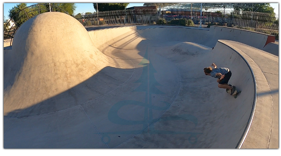 cement surfing at goodyear skatepark