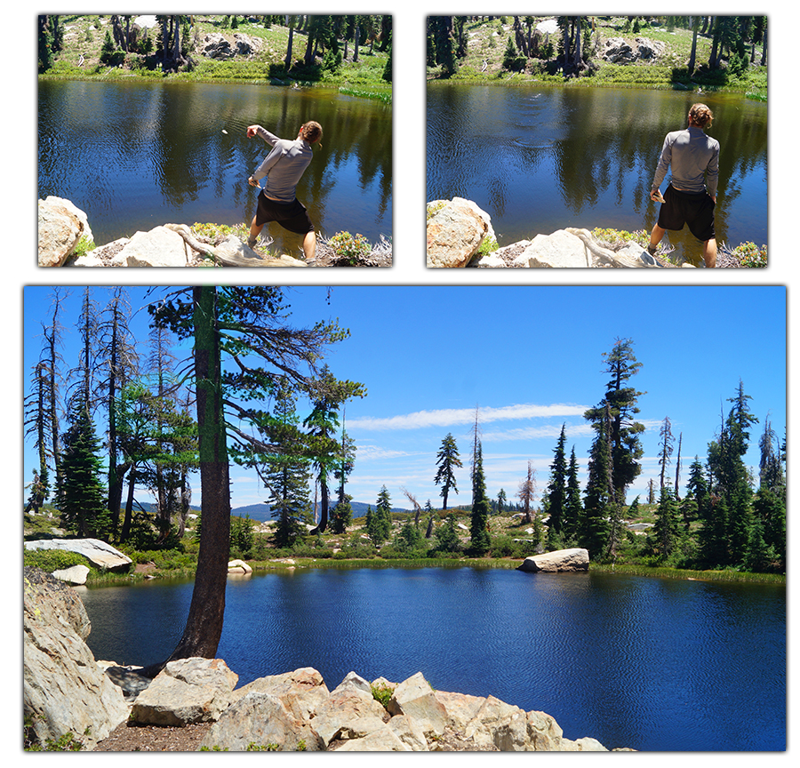 skipping rocks while hiking long lake loop