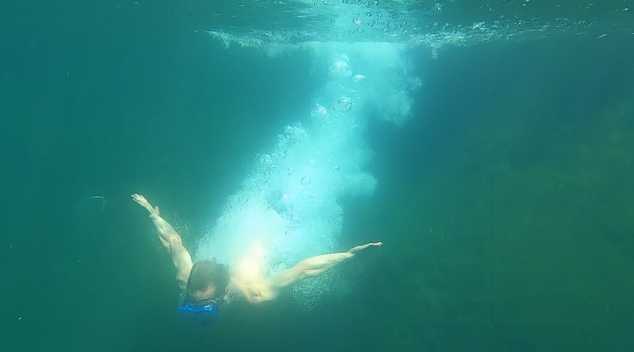 swimming in round lake in gold lakes basin