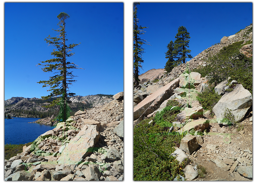 steep and rocky trail section of hiking long lake loop 
