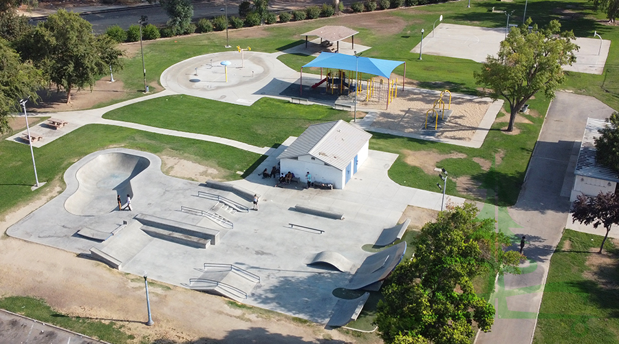 aerial view of planz skatepark in bakersfield