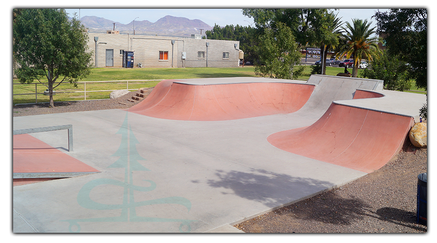 rounded bank turn and roll in at safford skatepark