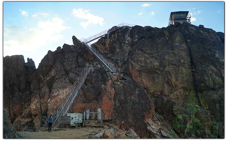 steep flights of stairs to fire lookout tower