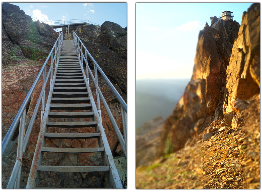 walking up the stairs to the sierra buttes fire lookout tower