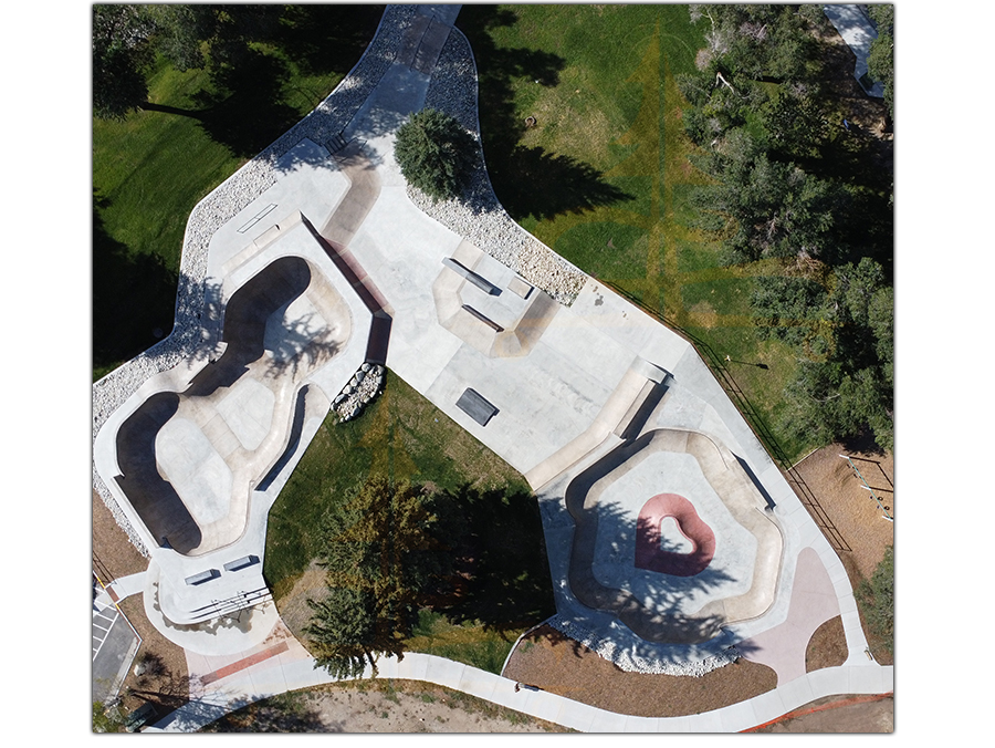 aerial view of centennial skatepark in salida colorado