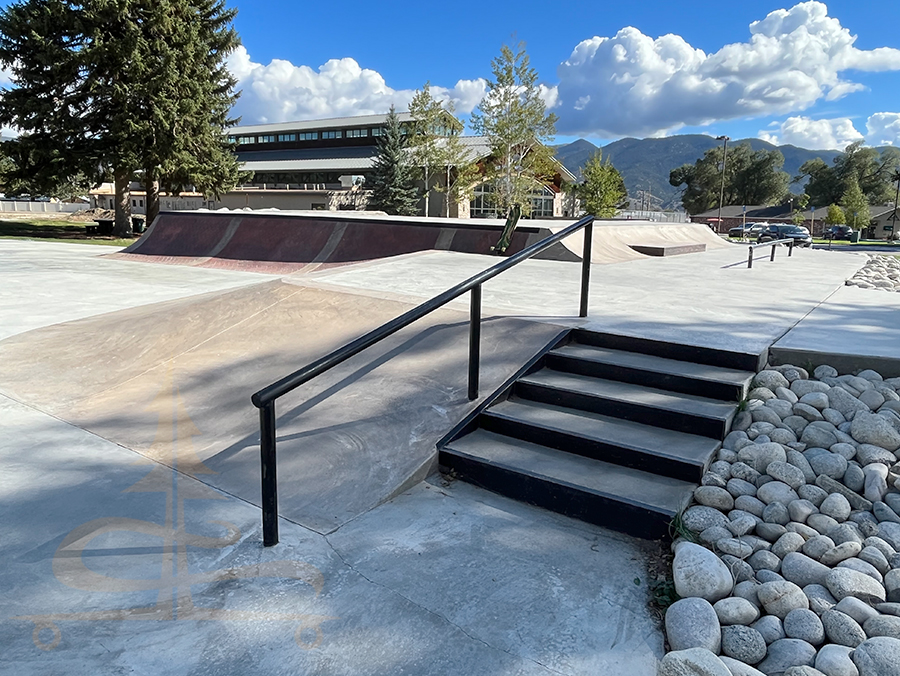 stairs and rail at centennial skatepark