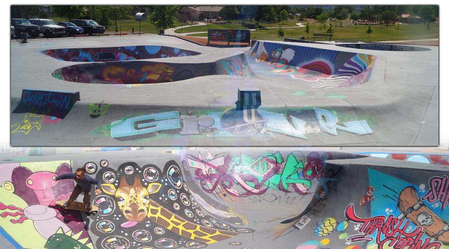 graffiti in the bowls in grand junction skatepark