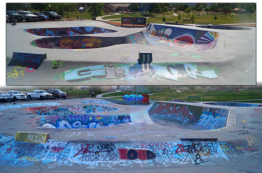 colorful vert at westlake skatepark in grand junction