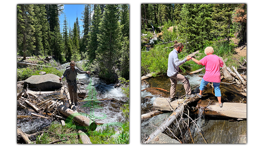 water crossing hiking to lake katherine