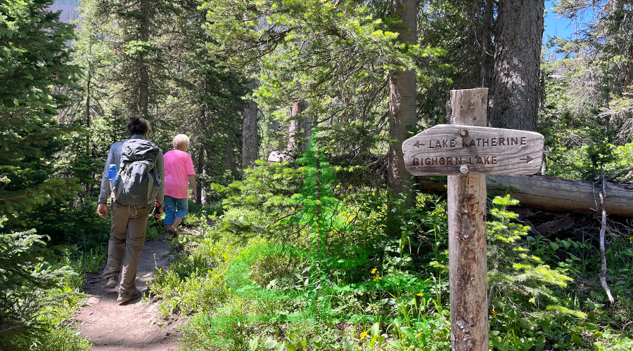 lake katherine and bighorn lake trail junction