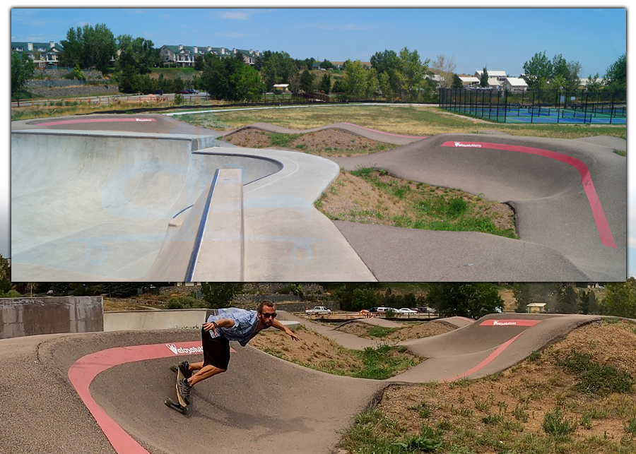 combination superior skatepark and pump track near boulder